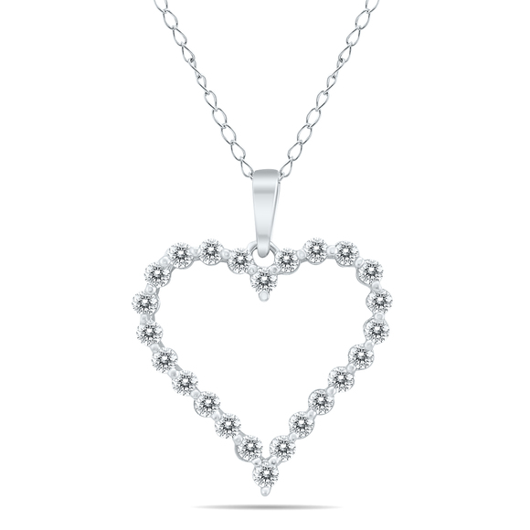 1/4 CTW Diamond Heart Pendant in 14K White Gold